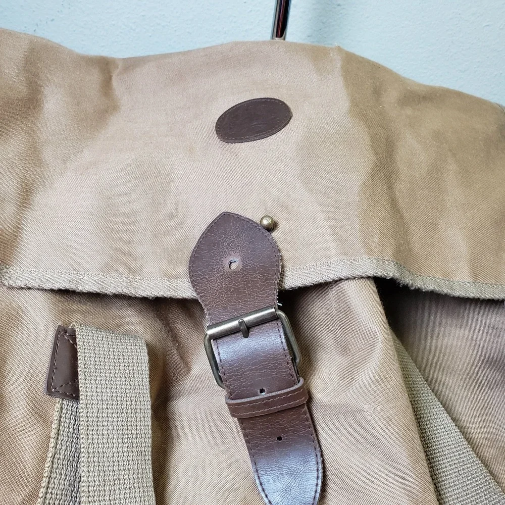 Vintage Ralph Lauren Canvas Messenger Bag Tan Brown Utilitarian Office Travel